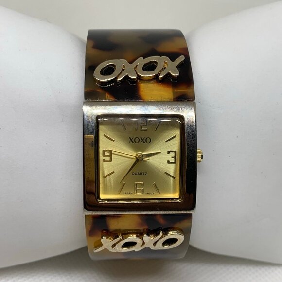 Xoxo tortoise shell gold tone women watch 26mm quartz analog up to 7.5” running - Picture 1 of 7